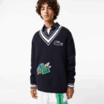 Lacoste suéter de distintivo cômico homens preto/branco 88BL1378