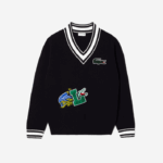 Lacoste suéter de distintivo cômico homens preto/branco 88BL1378 - Image 5