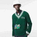 Lacoste suéter de distintivo cômico homens verde branco ano 88BL1379