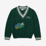 Lacoste suéter de distintivo cômico homens verde branco ano 88BL1379 - Image 4