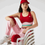 Lacoste sutiã esportivo costas nadador mulheres vermelho rosa verde bx0 88BL2584
