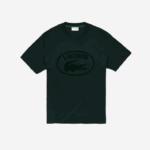 Lacoste t-shirt de algodão de marca tom sobre tom de ajuste relaxado homens verde yzp 88BL134