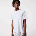Lacoste t-shirt de pijama de gola redonda tricolor de manga curta homens chine cinza cca 88BL1472