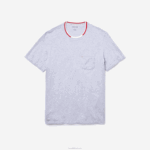 Lacoste t-shirt de pijama de gola redonda tricolor de manga curta homens chine cinza cca 88BL1472 - Image 4