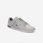 Lacoste tênis de couro chaymon homens cinza preto 276 88BL1709