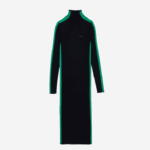 Lacoste vestido de malha sem costura com faixa contrastante mulheres azul marinho verde 9eq 88BL2485 - Image 4