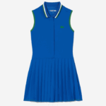 Lacoste vestido de tênis plissado curto esportivo embutido mulheres azul verde qzi 88BL2356 - Image 4