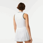 Lacoste vestido de tênis plissado curto esportivo embutido mulheres branco verde pb4 88BL2355 - Image 3