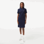 Lacoste vestido polo malha piquê mulheres azul marinho 166 88BL2361