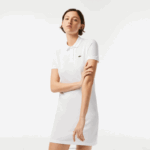 Lacoste vestido polo malha piquê mulheres branco 001 88BL2360 - Image 2