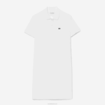 Lacoste vestido polo malha piquê mulheres branco 001 88BL2360 - Image 4