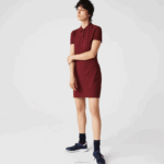 Lacoste vestido polo piquê de algodão elástico mulheres bordeaux z7f 88BL2513