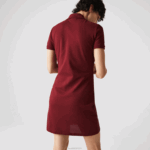 Lacoste vestido polo piquê de algodão elástico mulheres bordeaux z7f 88BL2513 - Image 3
