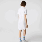 Lacoste vestido polo piquê manga trompete mulheres branco 001 88BL2511 - Image 3