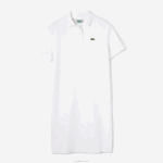 Lacoste vestido polo piquê manga trompete mulheres branco 001 88BL2511 - Image 4