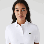 Lacoste vestido polo piquê manga trompete mulheres branco 001 88BL2511 - Image 7