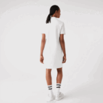 Lacoste vestido polo piquê manga trompete mulheres branco 70v 88BL2512 - Image 3