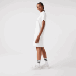Lacoste vestido polo piquê manga trompete mulheres branco 70v 88BL2512 - Image 6