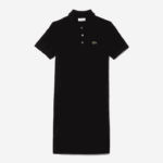 Lacoste vestido polo piquê manga trompete mulheres preto 031 88BL2510 - Image 5