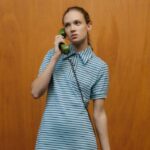 vestido jacquard listrado lacoste x goop mulheres azul marinho branco cjr 88BL2672 - Image 2